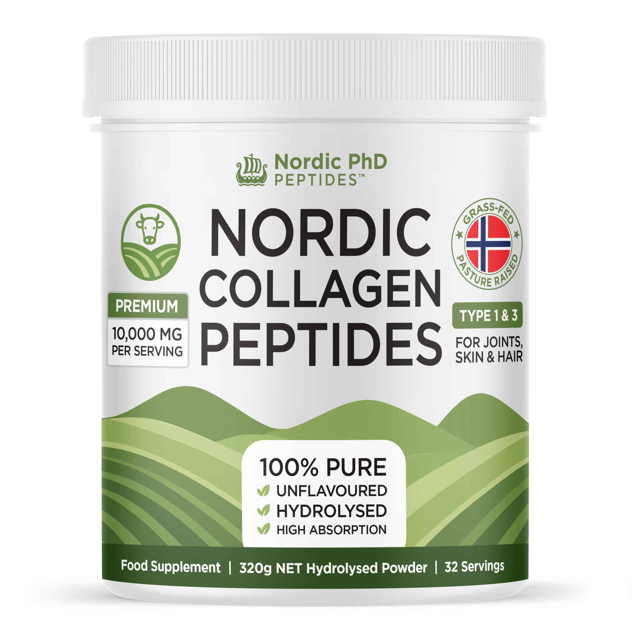 7320.MAIN Grass-Fed Pasture-Raised Nordic Bovine Collagen -100% Pure Hydrolysed - 320g | 32 Servings - Image 1